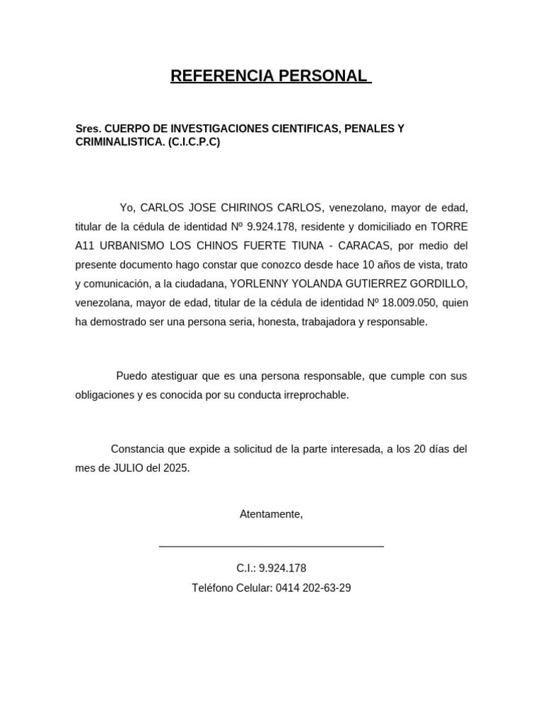 Referencias Personales para CICP | PDF | Autenticación | Control de acceso