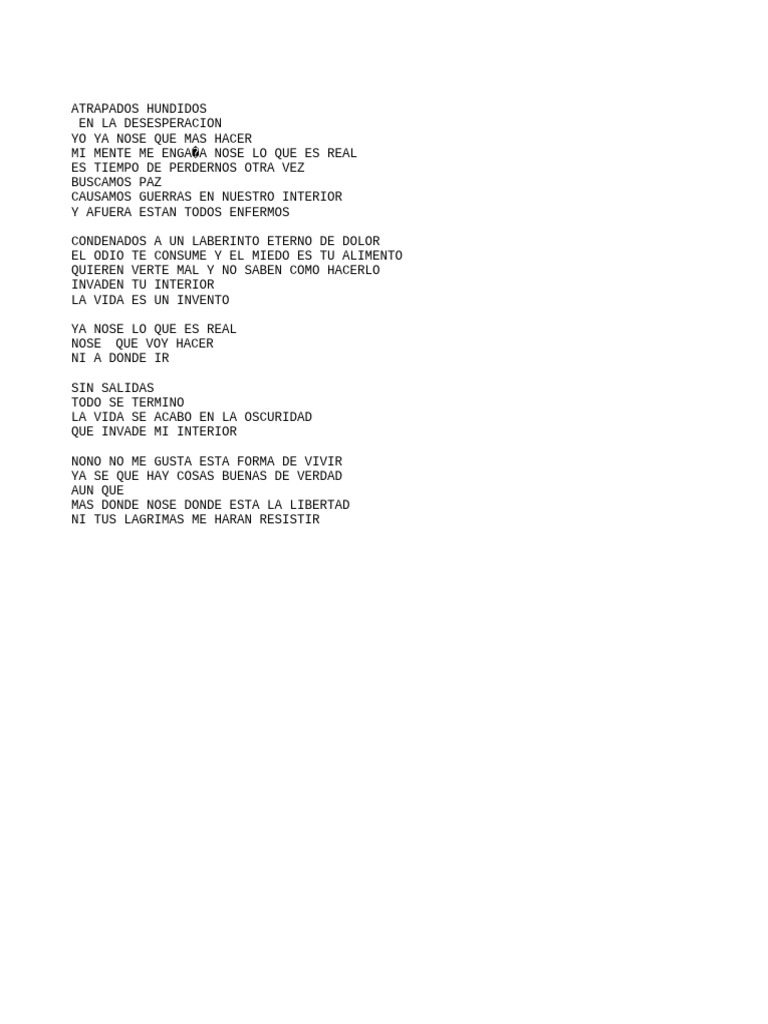 Sin Salidas (Letra) | PDF