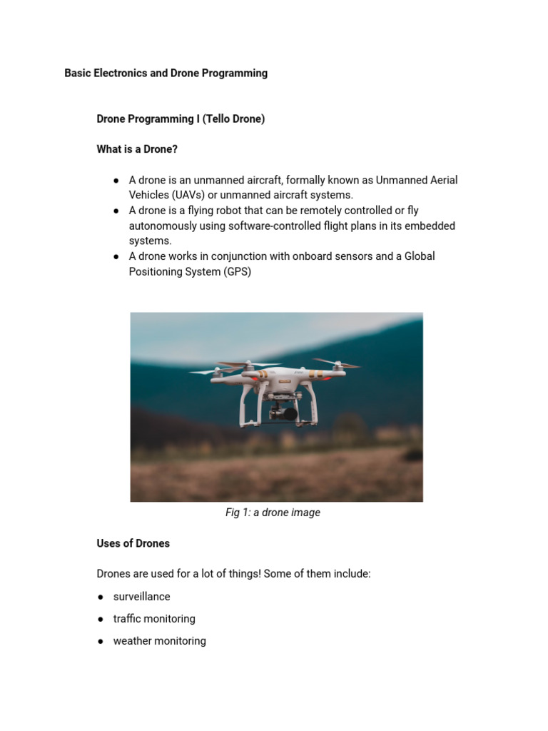 Tello Drone Programming | PDF | Parameter (Computer Programming ...