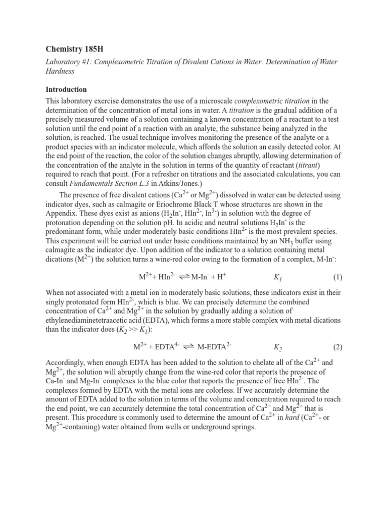 1 EDTA Titration Sep05 | PDF | Titration | Chemistry