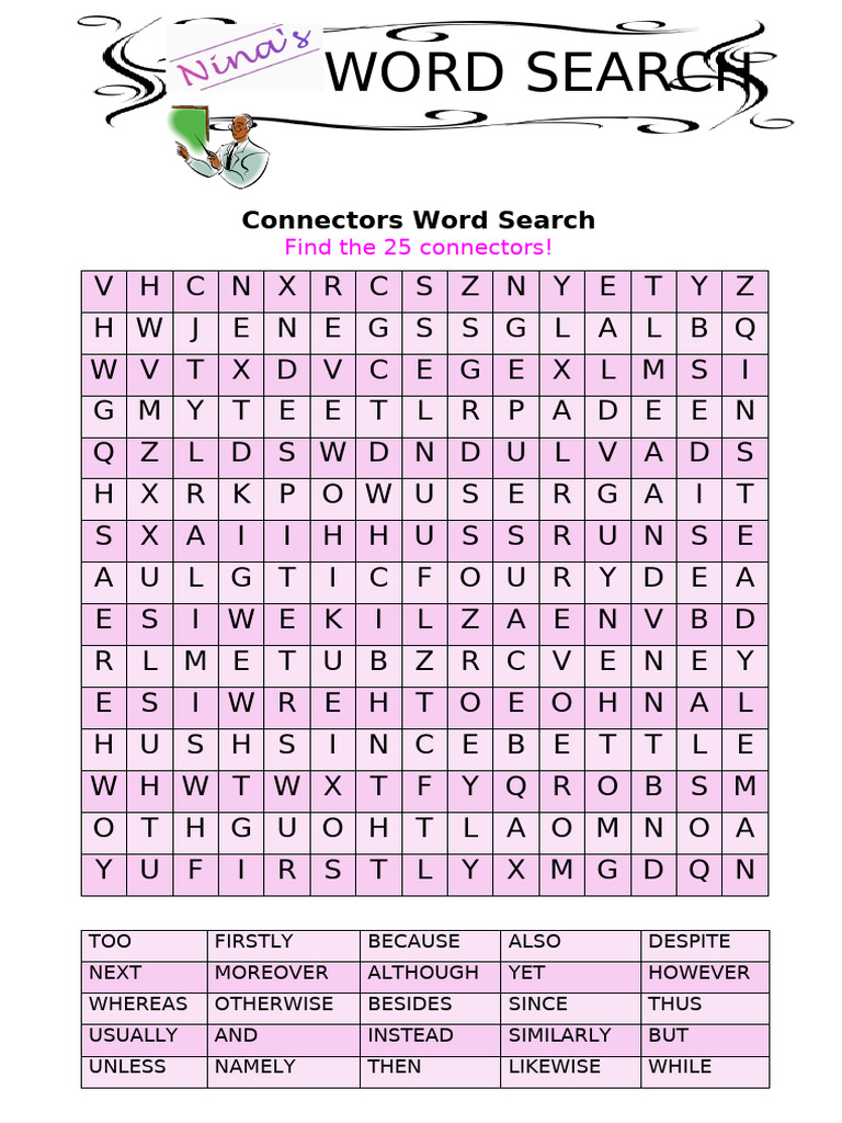 Connectors Word Search Fun Activities Games Wordsearches 55298 | PDF