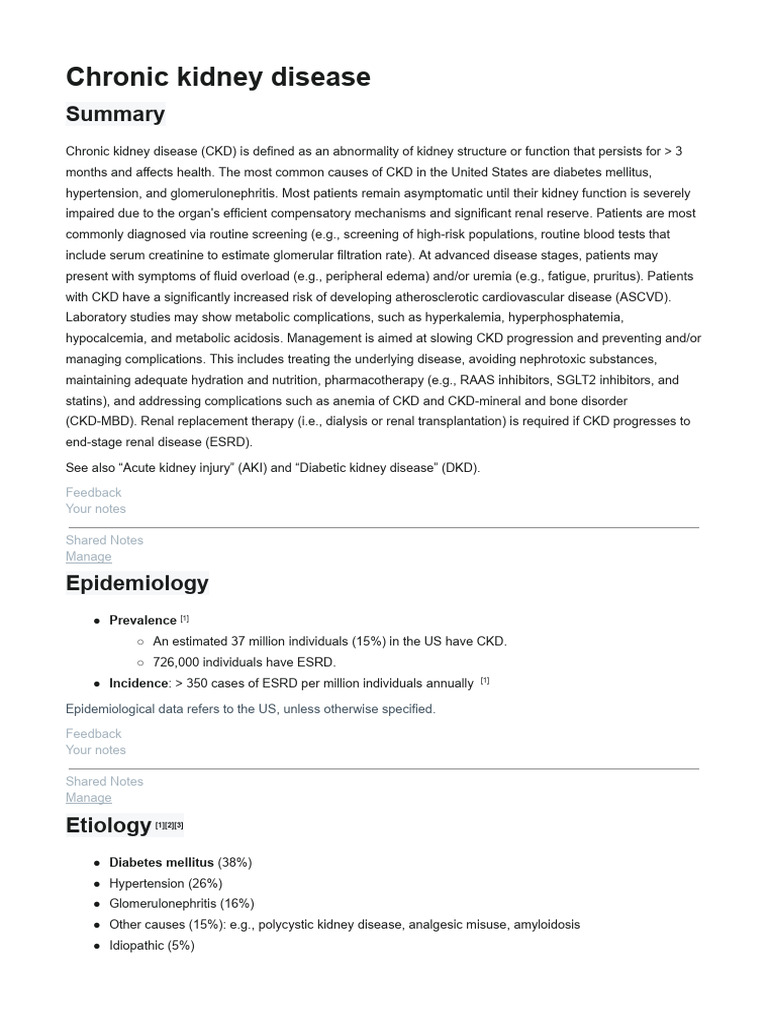 Overview of Chronic Kidney Disease | PDF | Chronic Kidney Disease ...