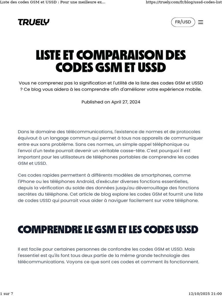 Codes GSM et USSD : Guide Pratique | PDF | GSM | Téléphone
