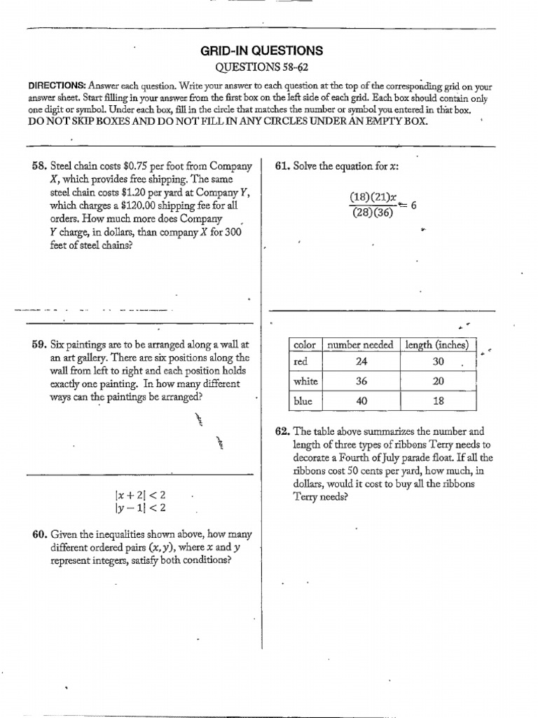 Math Mock Test Form STT | PDF