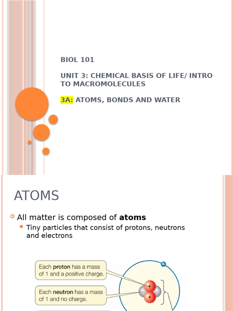 BIOL+101 +unit+3+ +Chemical+Basis+of+Life+Full+Power+Point | PDF ...