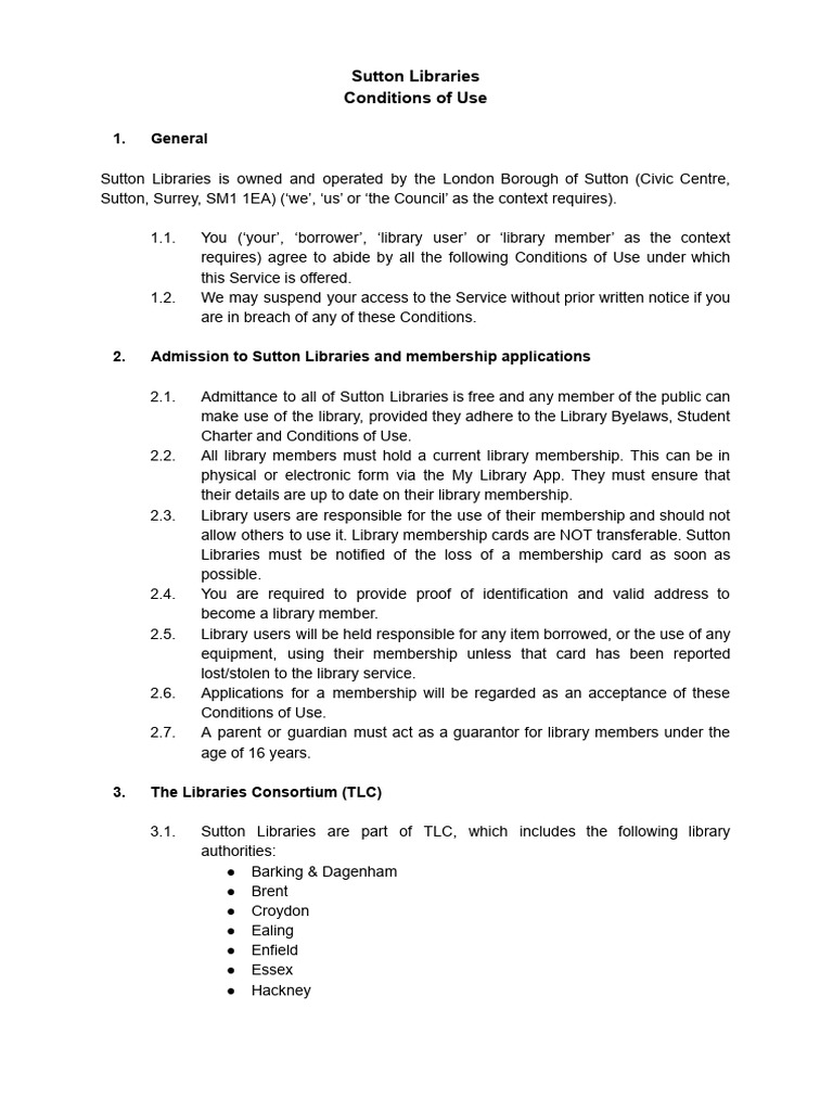 Sutton Library Membership Guidelines | PDF | Libraries | Copyright