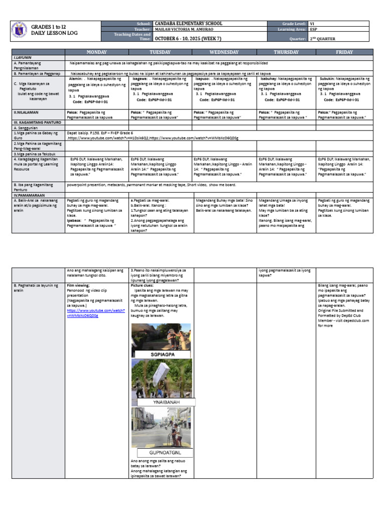 DLL ESP 6 Q2 W7 | PDF