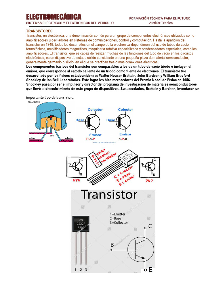 Componente Electronicos Automotrices 2 | PDF | Transistor | Transistor ...