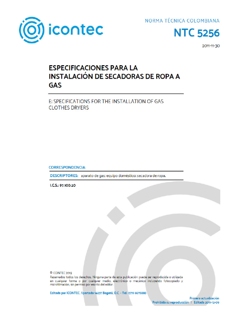 Instalación de Secadoras a Gas NTC 5256 | PDF | Secadora de ropa ...