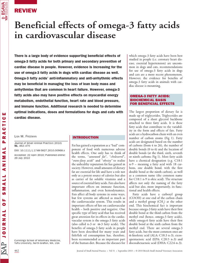 Omega-3 Fatty Acids in Canine Heart Disease | PDF | Omega 3 Fatty Acid ...