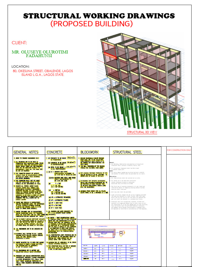 Structural Working Drawings for Lagos Project | PDF | Iron | Materials