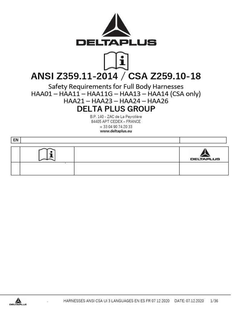 ANSI CSA Full Body Harness Guide | PDF | Personal Protective Equipment