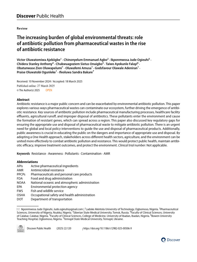 The Increasing Burden of Global Environmental Threats: Role of ...