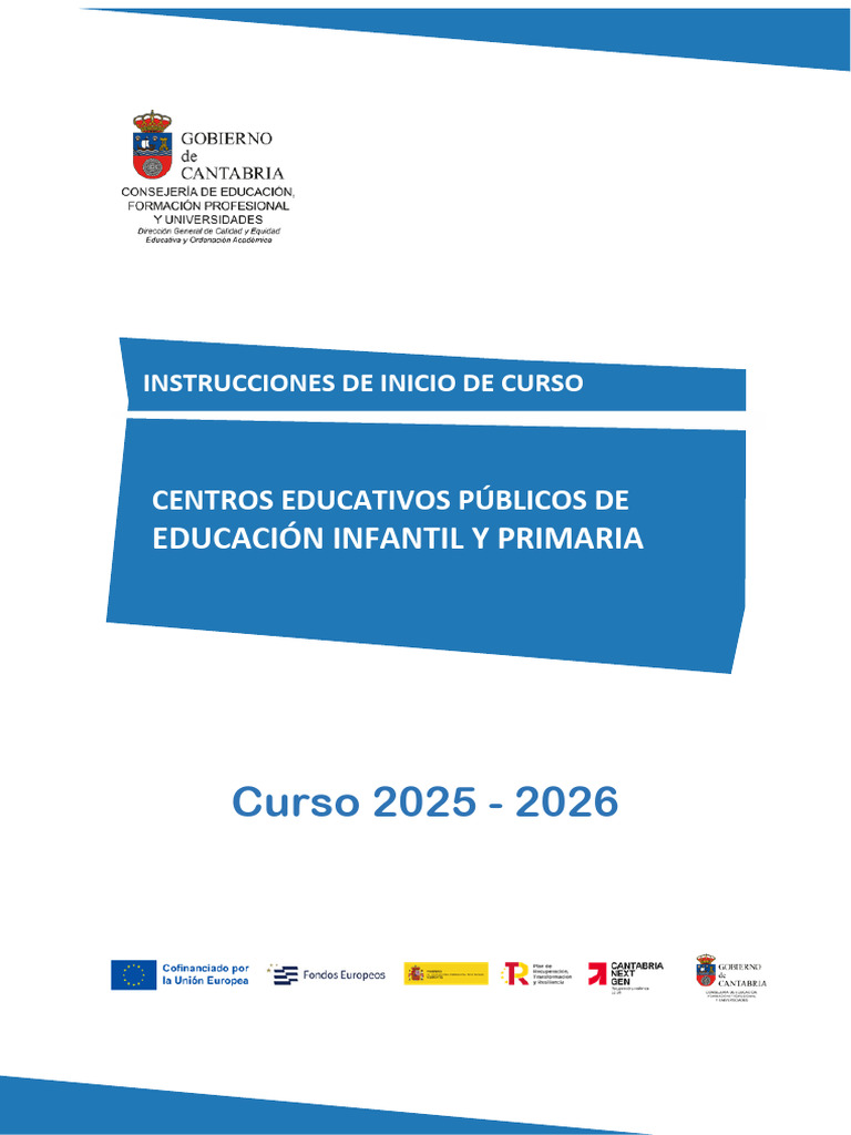 Instrucciones Inicio Curso 2025-2026 | PDF | Educación primaria | Maestros