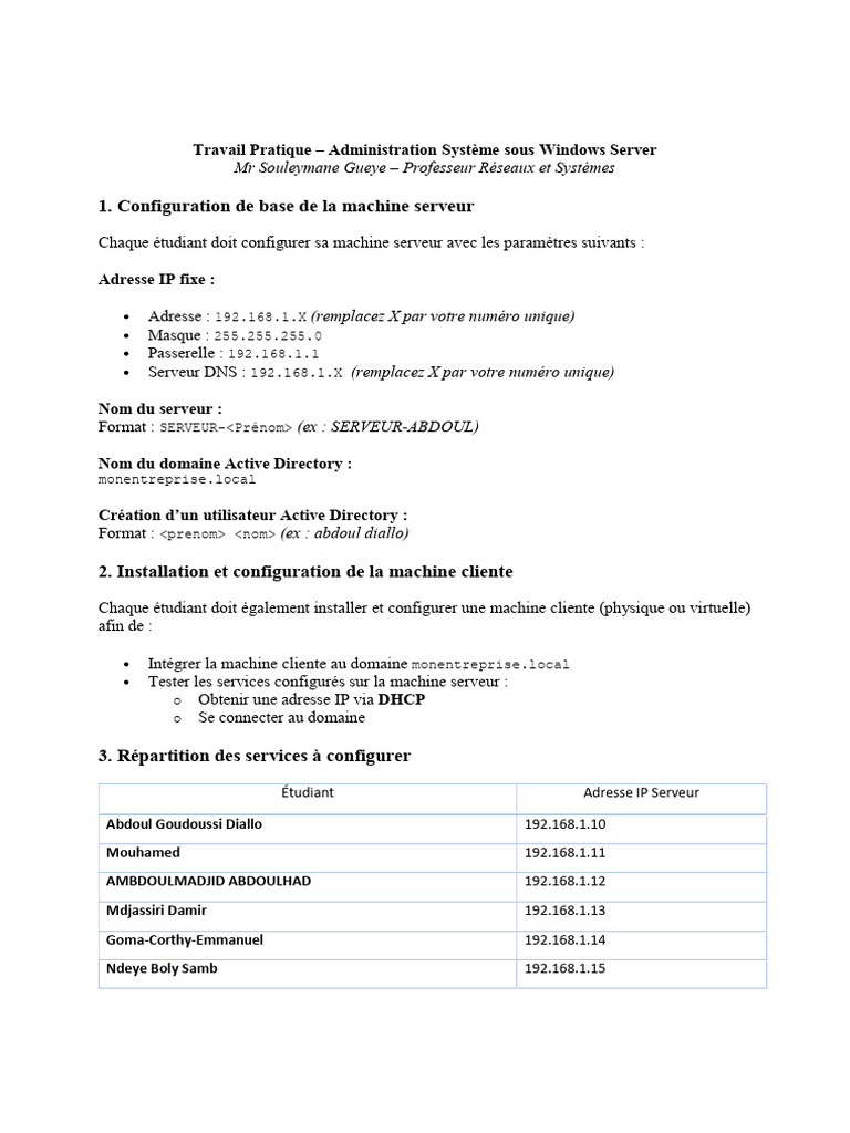 Configuration Windows Server et AD | PDF | Système de noms de domaines ...