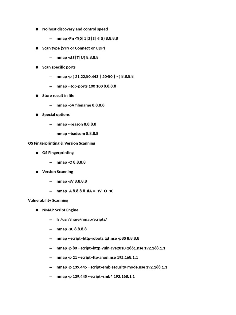 Nmap Command Guide for Scanning | PDF
