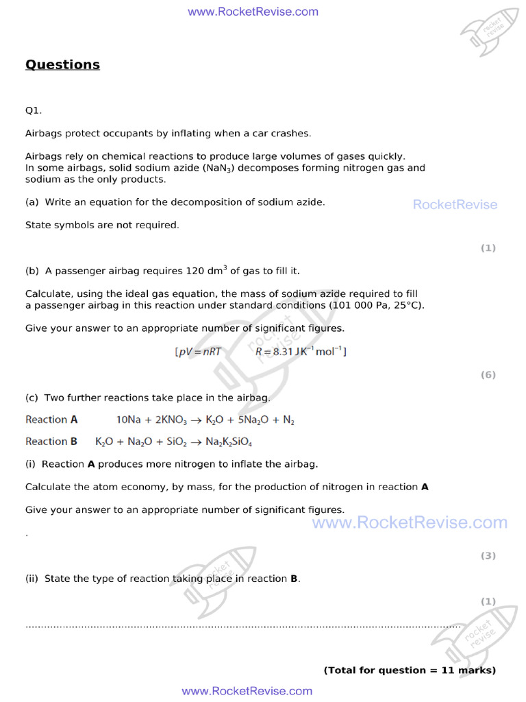 Ias Chemistry Ch1 Formula Equations and Amount of Substance QP | PDF