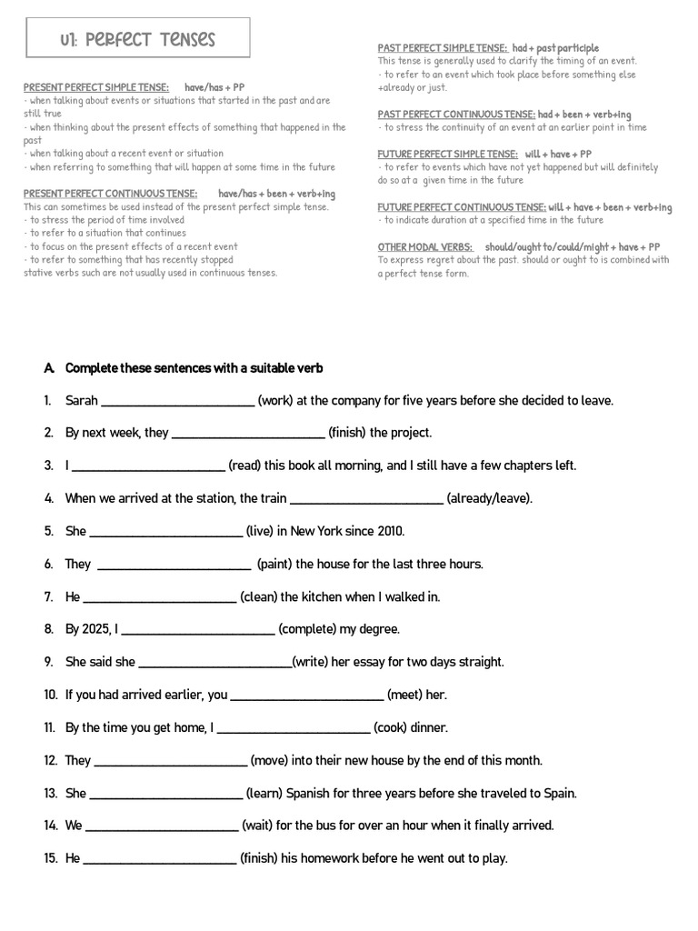 Mastering Perfect Tenses in English | PDF | Perfect (Grammar) | Syntax