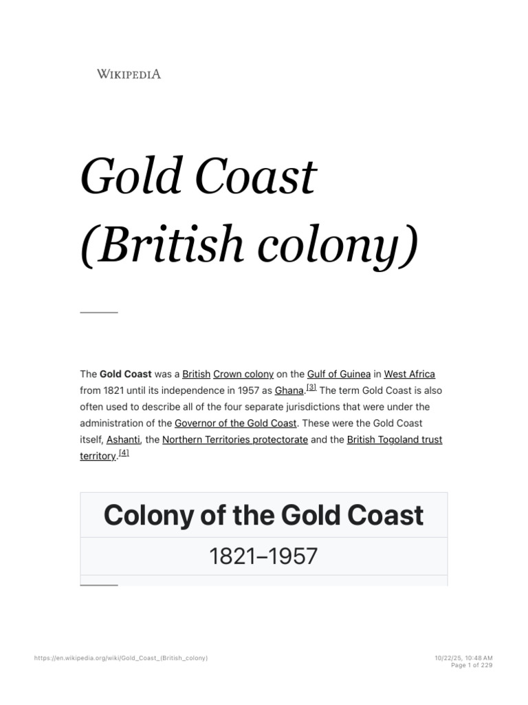 History of the Gold Coast Colony | PDF | Slavery