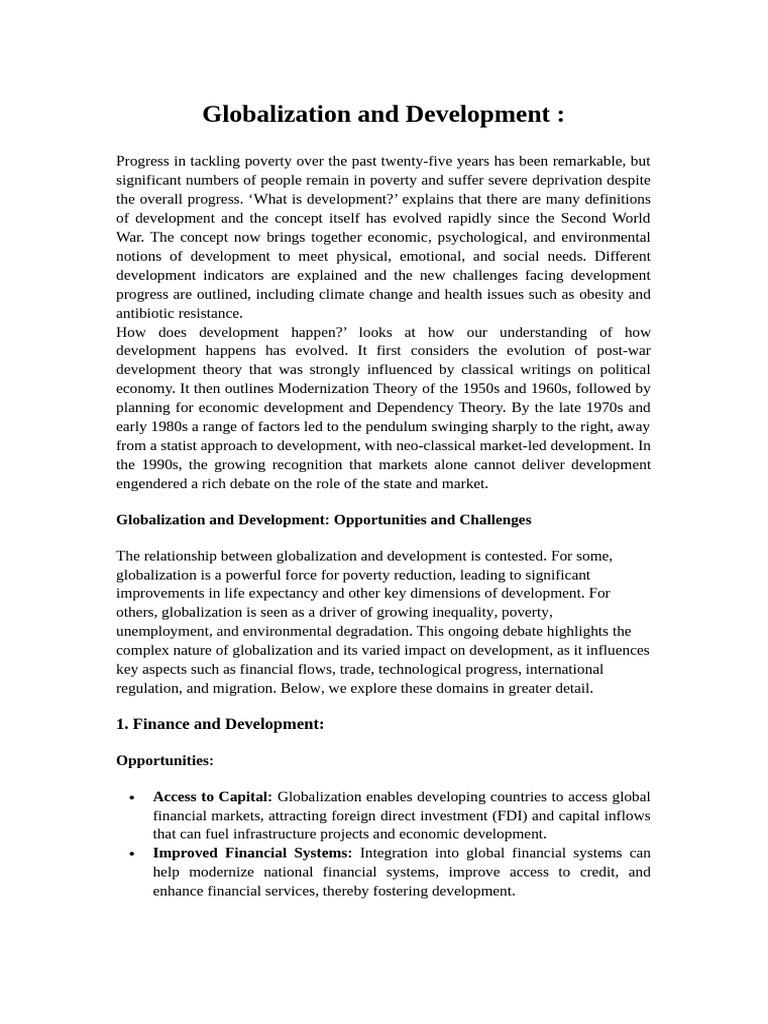 Globalization's Impact on Development Challenges | PDF | Migrant Worker ...