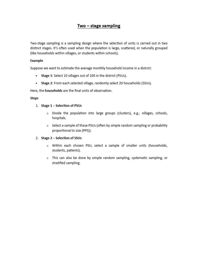 Two-Stage Sampling Explained | PDF