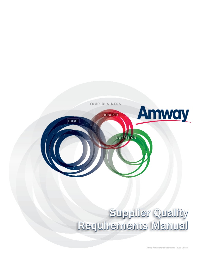 Supplier Quality Requirements Manual AMWAY Verification And