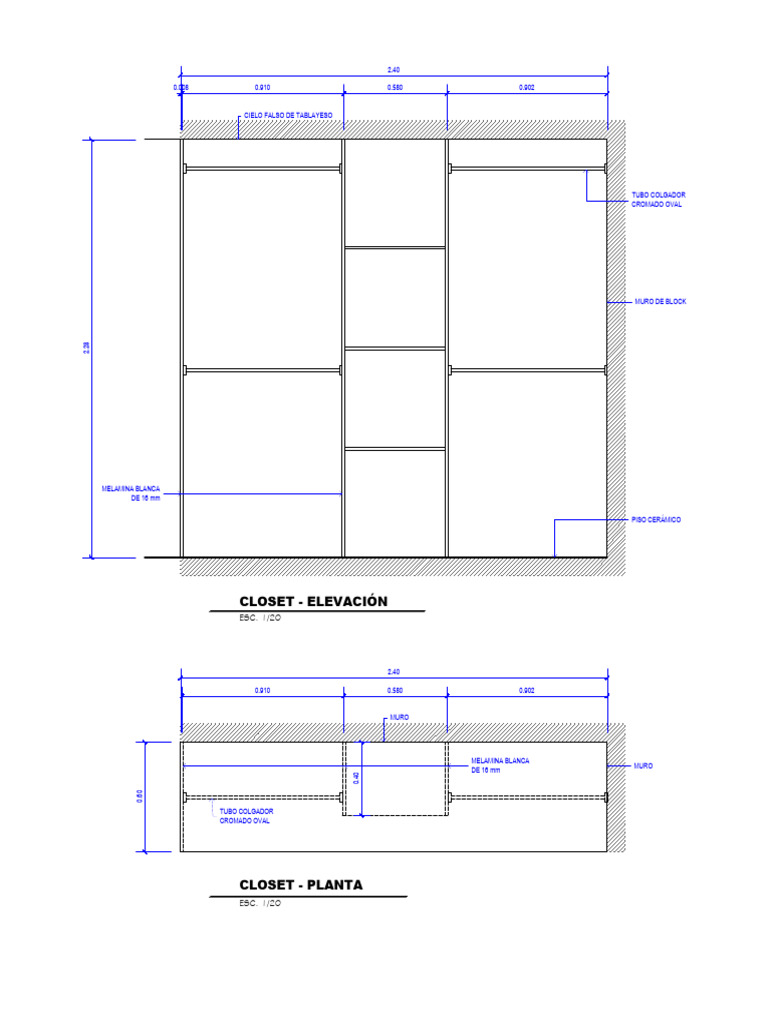 Diseño de Closet con Materiales Específicos | PDF