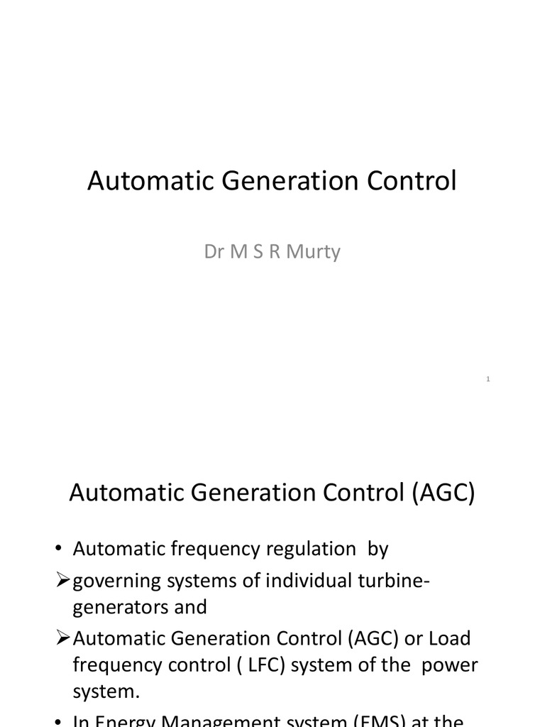 Automatic Generation Control PDF Turbine Electric Generator
