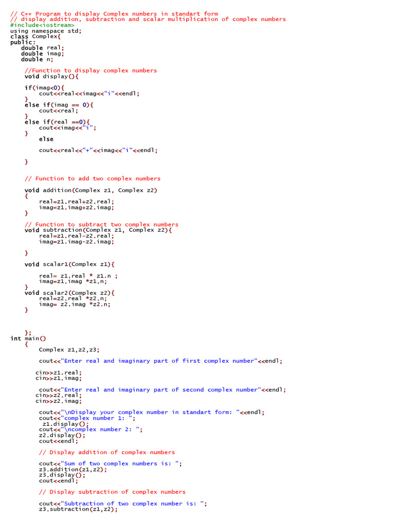 Class Complexnum | PDF