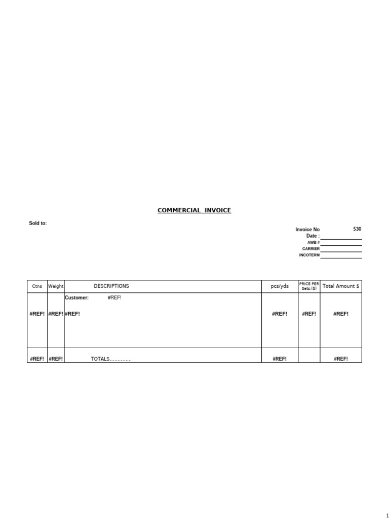 Commercial Invoice Template Guide | PDF