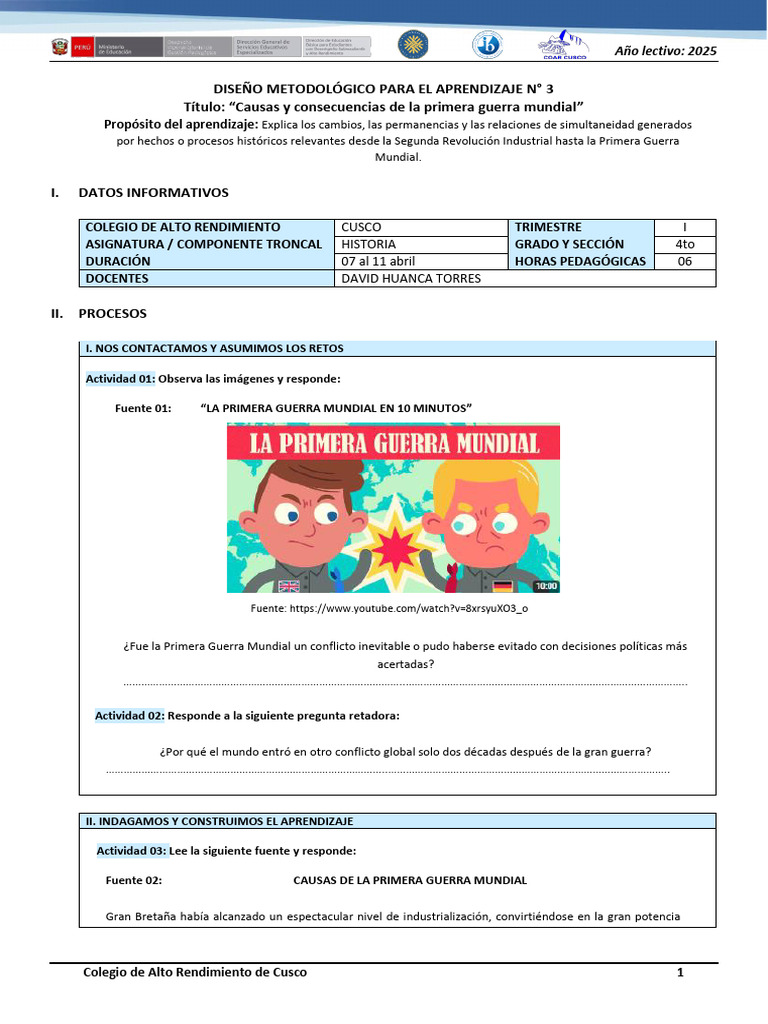 Causas y Consecuencias de la Primera Guerra Mundial | PDF | Austria ...