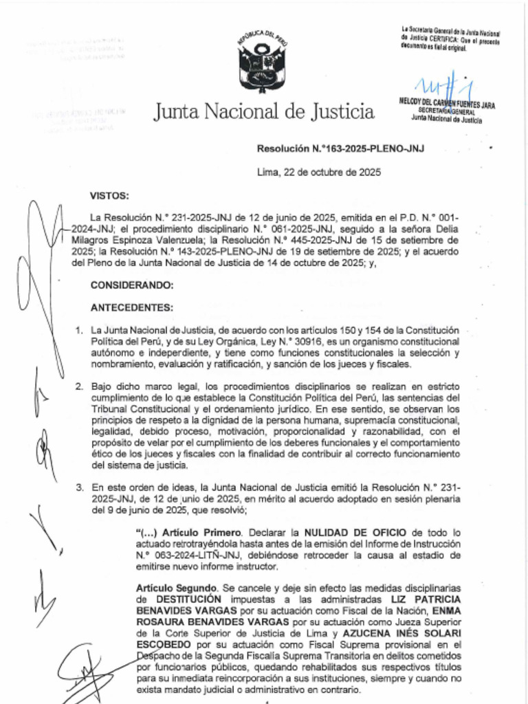 Resolución de La Junta Nacional de Justicia Sobre Delia Espinoza | PDF