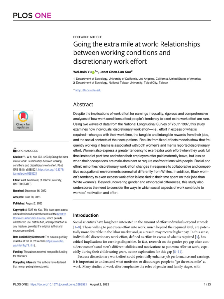 Discretionary Work Effort and Conditions | PDF | Employment | Motivation