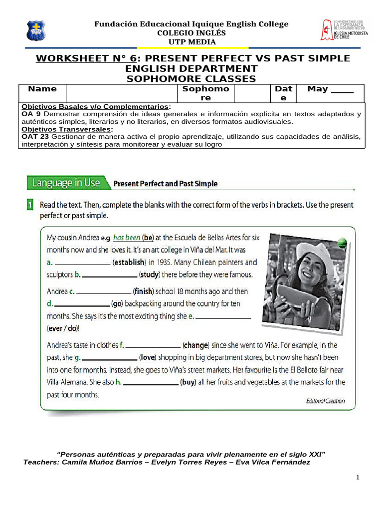 Sophomore - Worksheet #6 - Present Perfect VS Past Simple | PDF