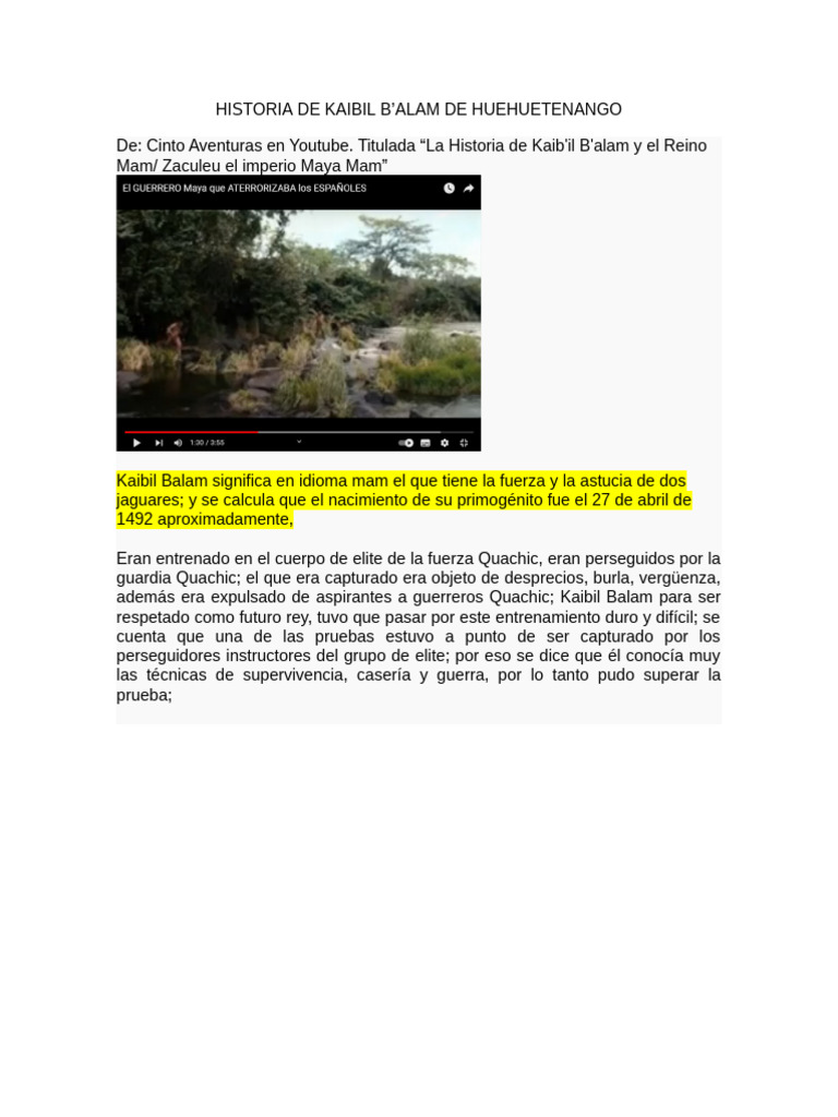 Historia de Kaibil B'alam en Huehuetenango | PDF | Mesoamérica ...