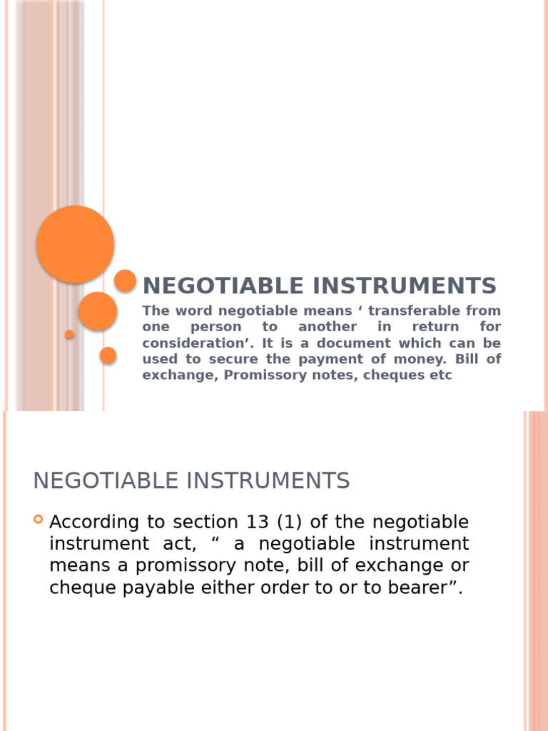 Understanding Negotiable Instruments | PDF | Negotiable Instrument | Cheque