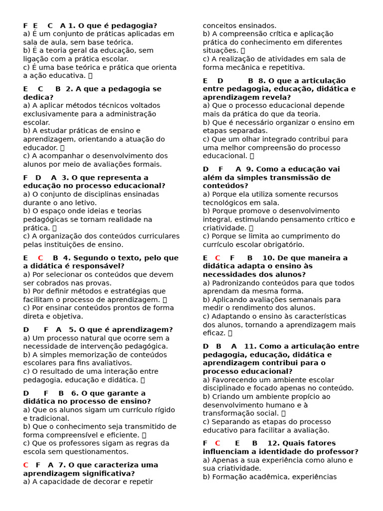 Fundamentos da Pedagogia e Didática | PDF | Pedagogia | Aprendizado