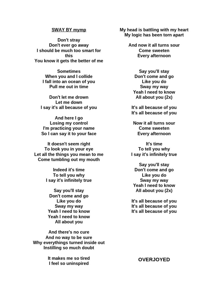 Emotional Song Lyrics Compilation | PDF