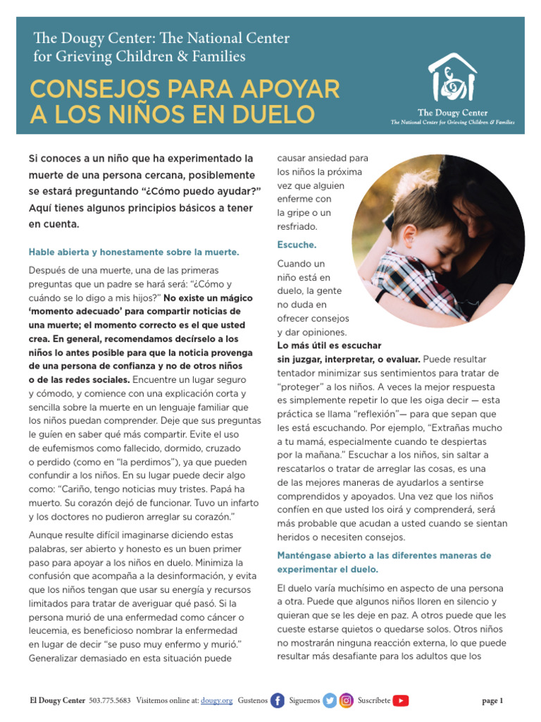 Cómo apoyar a niños en duelo | PDF | Dolor | Depresión (estado de ánimo)