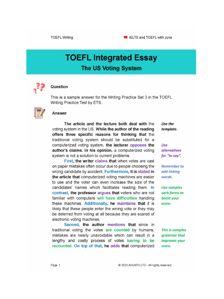 Sample 1 Integrated Writing Task | PDF