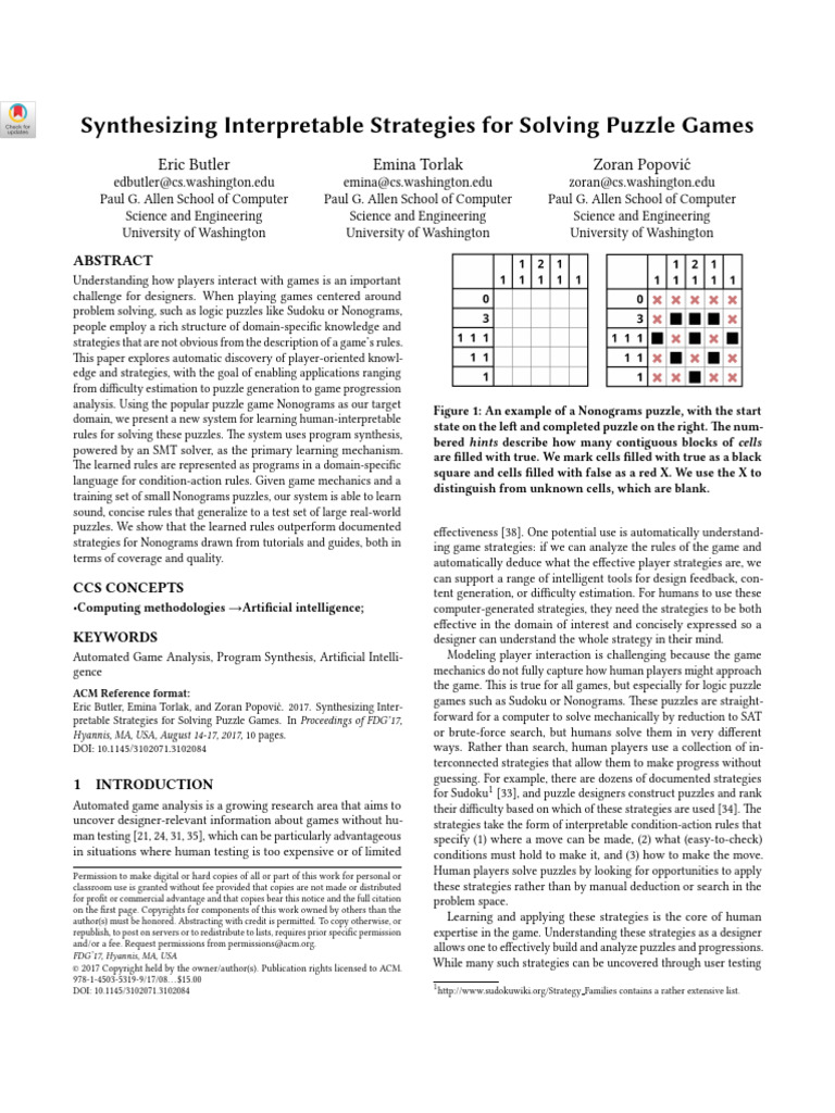 Synthesizing Interpretable Strategies For Solving Puzzle Games | PDF ...