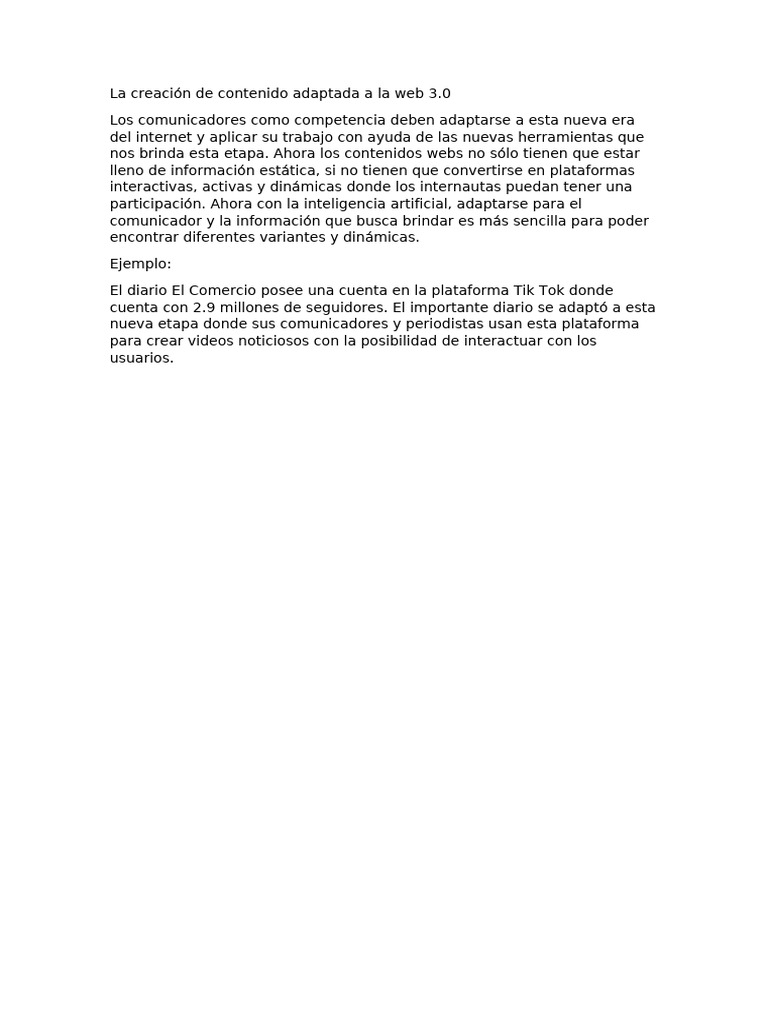 La Creación de Contenido Adaptada A La Web 3 | PDF