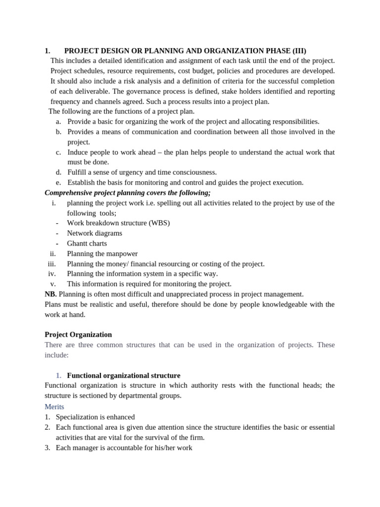 Project Design or Planning and Organization Phase (3) 421 | PDF ...