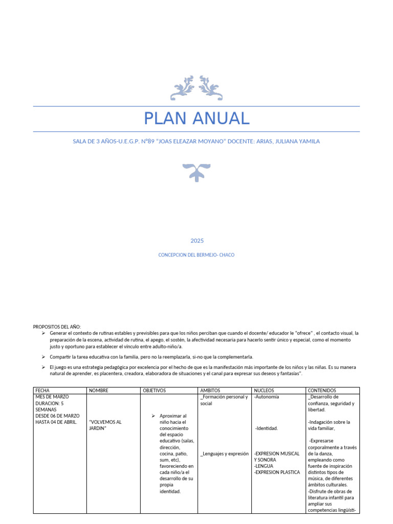 Plan Anual Educativo 2025 para Niños | PDF | Evaluación | Aprendizaje