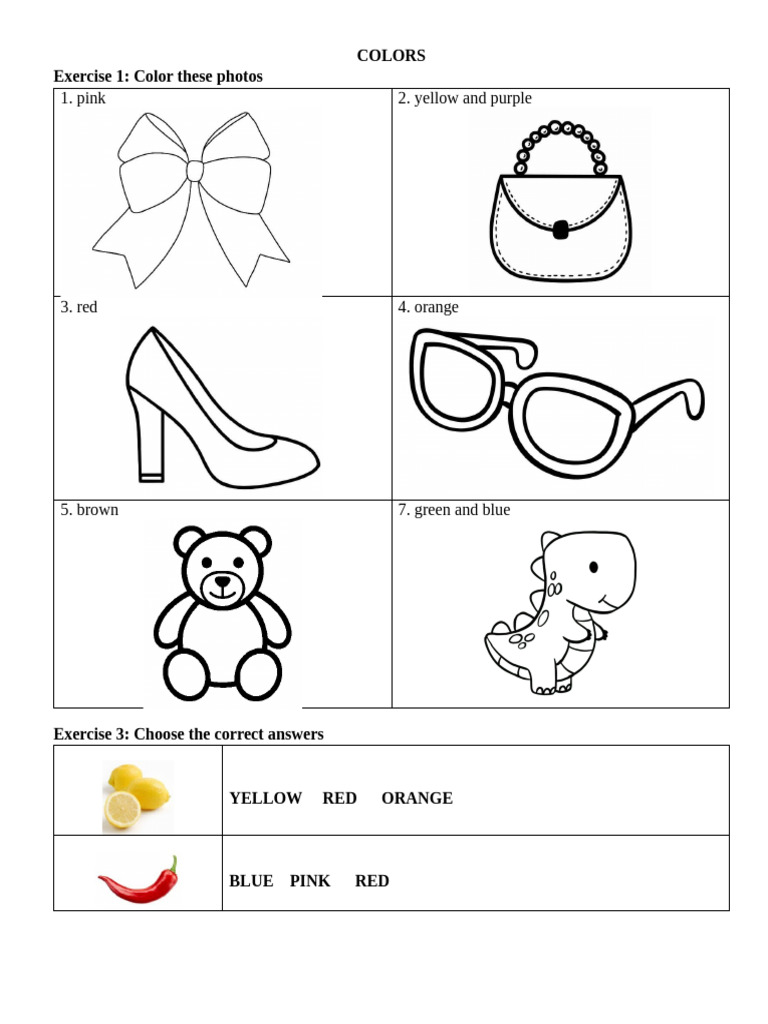Color Exercises for Kids | PDF