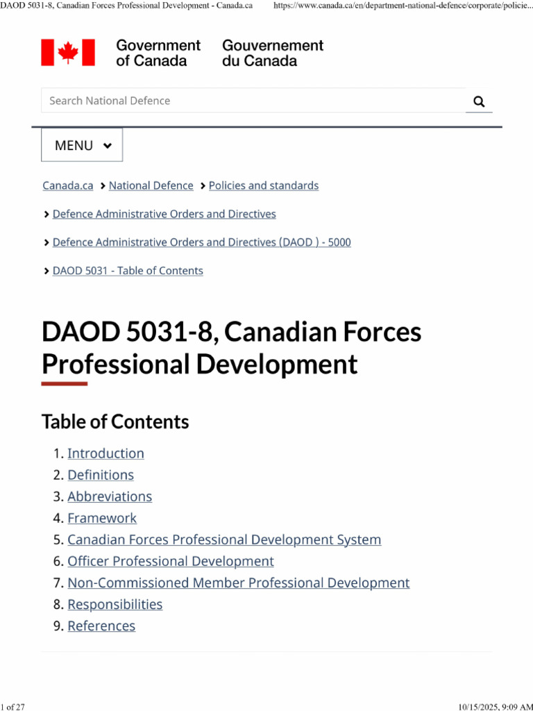 DAOD 5031-8: CF Professional Development | PDF | Military | Public ...