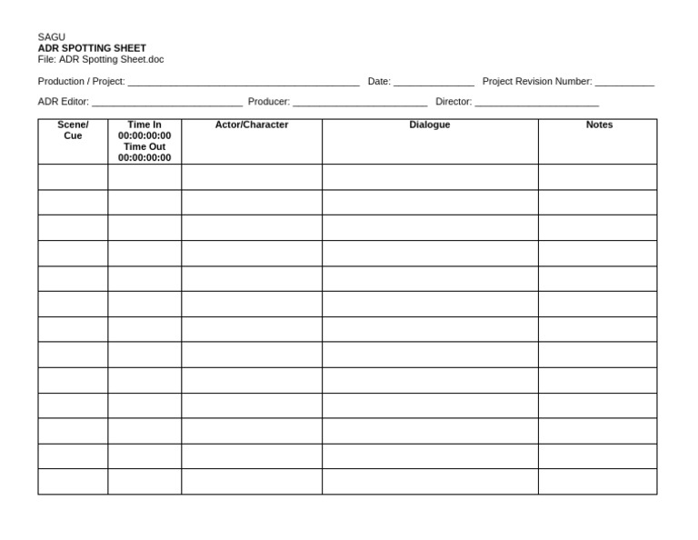Adr Spotting Sheet | PDF