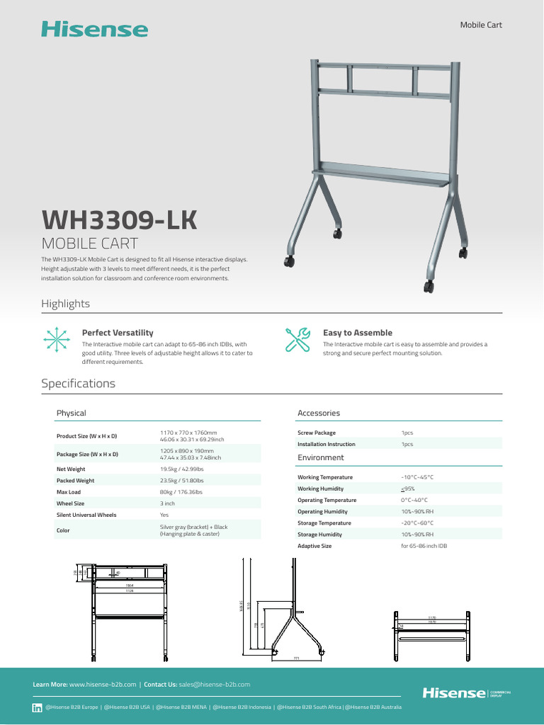 WH3309-LK Mobile Cart for Displays | PDF