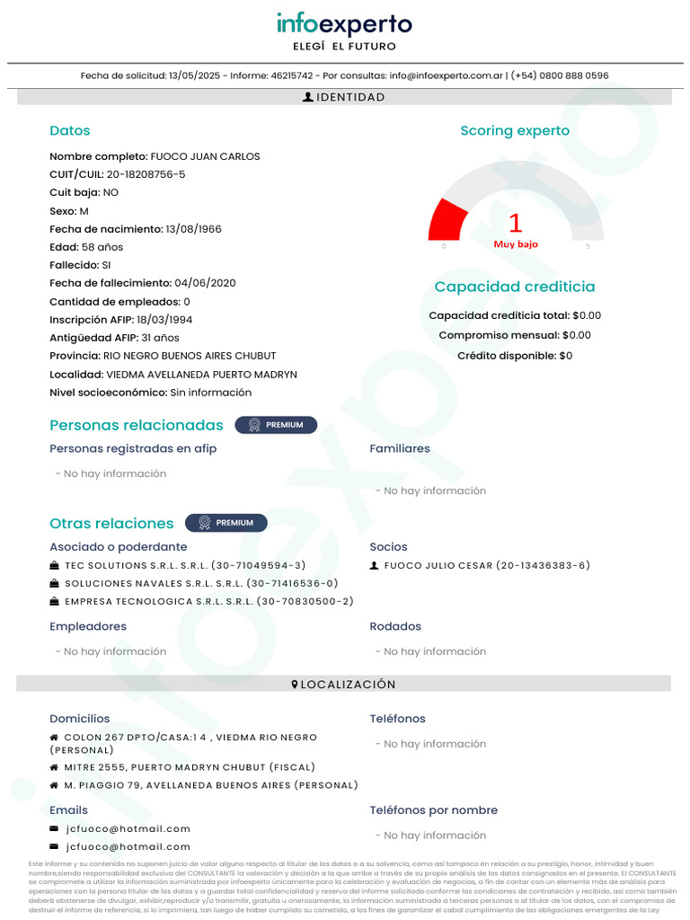 Informe 46215742 Fuoco Juan Carlos | PDF