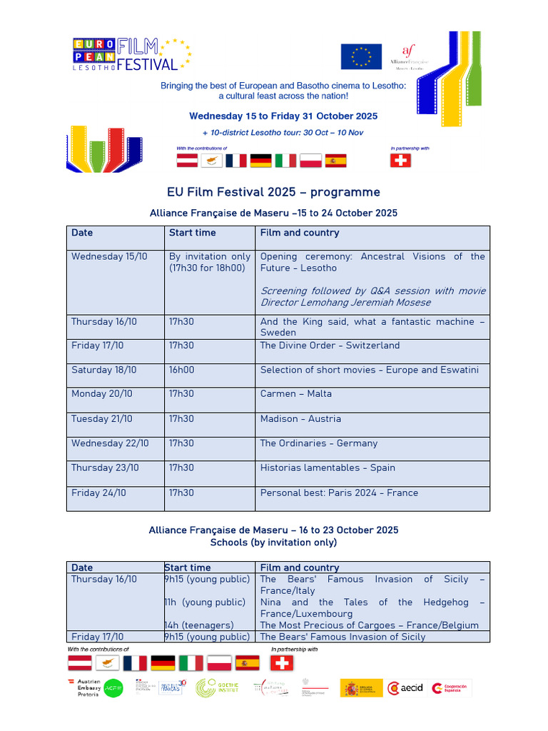EU Film Festival 2025 Programme | PDF